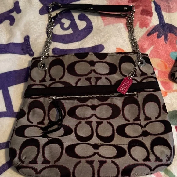 Coach Signature Gray, Black, and Pink Glitter Women's Bag Set - Picture 5 of 16